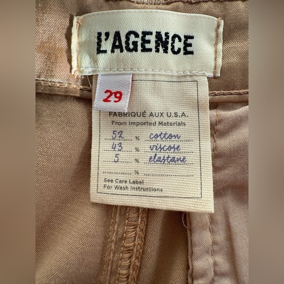 L’AGENCE Wyatt High Rise Utility Cargo Pants Buckhorn Brown Sz 29 Satin Sheen - Picture 4 of 9